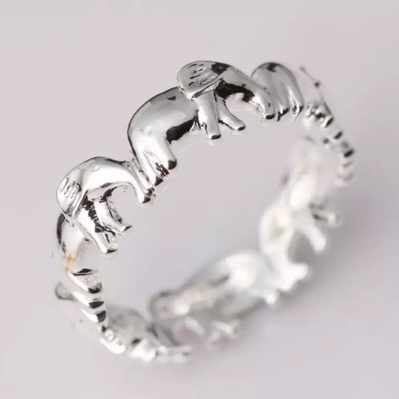 undefined Jewelry - Silver Plated Lucky Elephant Eternity Band Ring